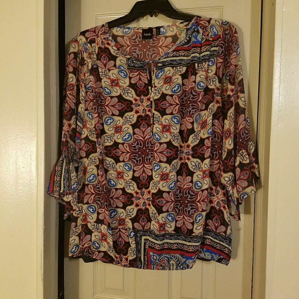 Sheer Multi top / black Cami lining